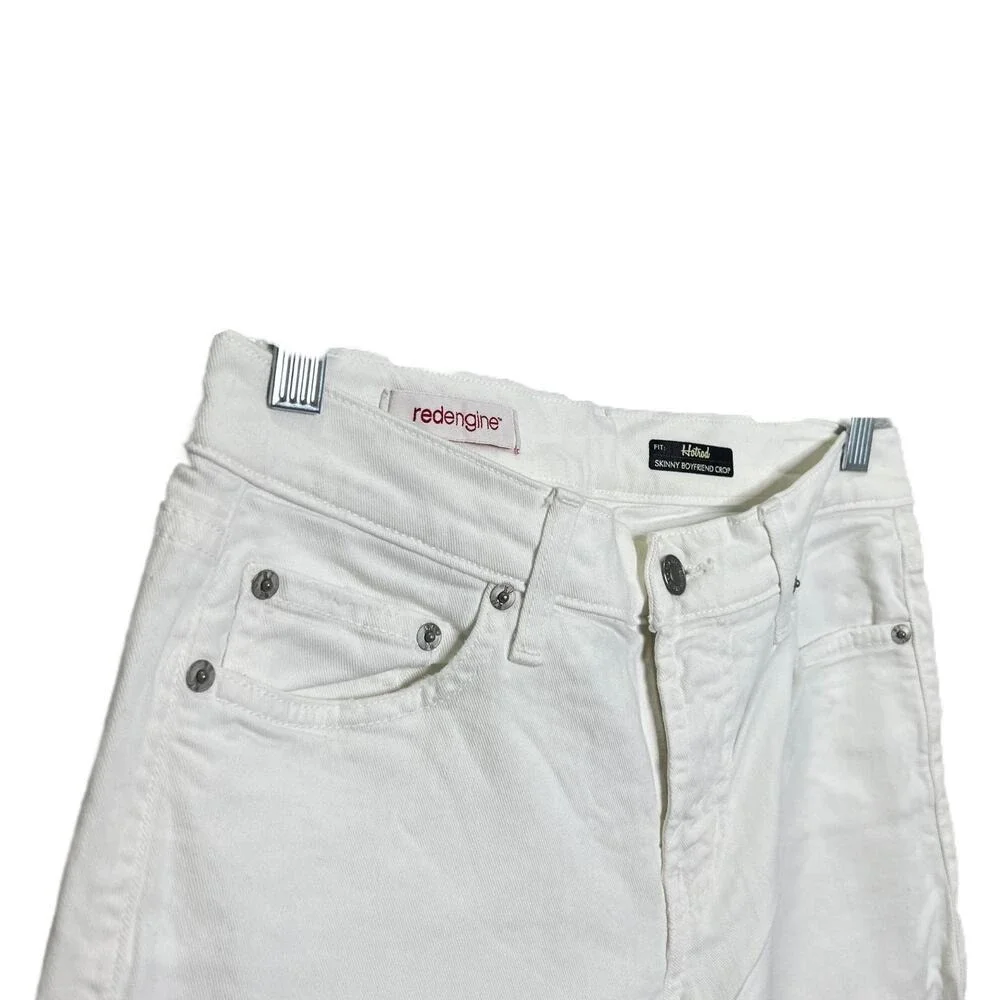Red Engine Womens 25 Hotrod Skinny Boyfriend‎ Crop Denim Jeans Hi-Rise - FLAWED
